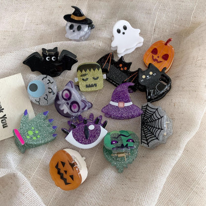 New Halloween Fun Small Clip Funny Ghost Pumpkin Black Bat Personalized Acrylic Hair Clip Hair Accessory - image 3
