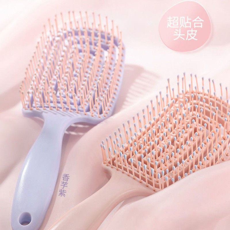 Beginner 0.01 Yuan Large Curved Comb Fluffy High Crown Comb Long Hair Styling Massage Meridian Airbag Rib Hollow Comb - image 2
