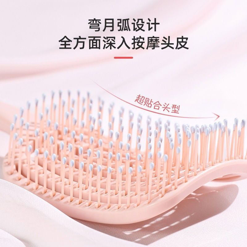 Beginner 0.01 Yuan Large Curved Comb Fluffy High Crown Comb Long Hair Styling Massage Meridian Airbag Rib Hollow Comb - image 3