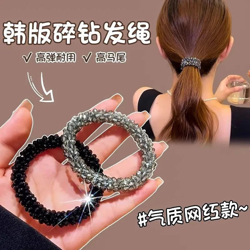 Exquisite Girl's Versatile Hair Tie Rubber Band Women's Hair Accessories Korean Style Elegant Hair Rope Colorfulful Crystal Bracelet Dual-Purpose Headband - image 3