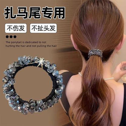 Exquisite Girl's Versatile Hair Tie Rubber Band Women's Hair Accessories Korean Style Elegant Hair Rope Colorfulful Crystal Bracelet Dual-Purpose Headband - image 4