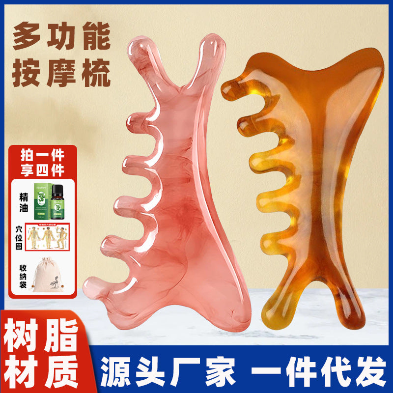Four-In-One Massage Comb, Multi-Functional Head and Scalp Meridian Comb, Resin Head Therapy, Facial Lifting and Scraping Artifact - image 1