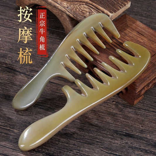 Natural Extra-Large Thick Yak Comb Wide-Tooth Horn Comb Head Meridian Comb for Curly Hair Special Household Anti-Pure - image 1