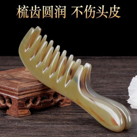 Natural Extra-Large Thick Yak Comb Wide-Tooth Horn Comb Head Meridian Comb for Curly Hair Special Household Anti-Pure - image 2