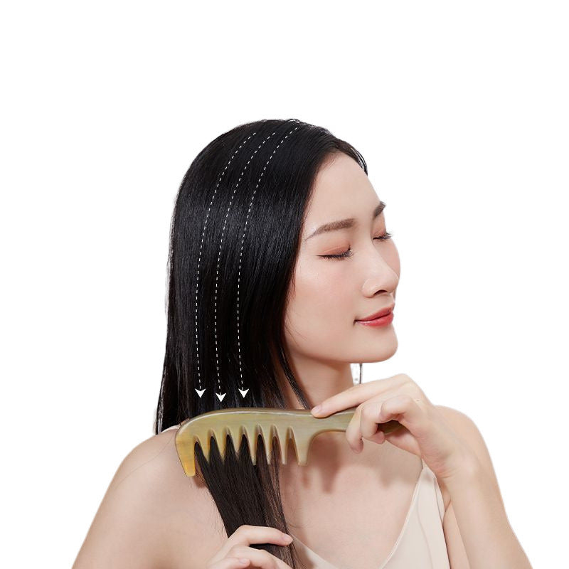 Natural Extra-Large Thick Yak Comb Wide-Tooth Horn Comb Head Meridian Comb for Curly Hair Special Household Anti-Pure - image 5