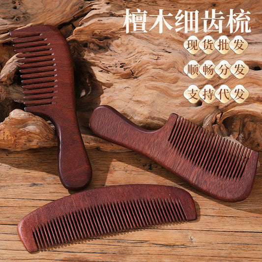 Wholesale Red Sandalwood Comb, Wide-Tooth Smooth Hair Comb, Fine-Tooth Holiday Gift, Antique Style Wooden Comb, Custom Logo - image 1