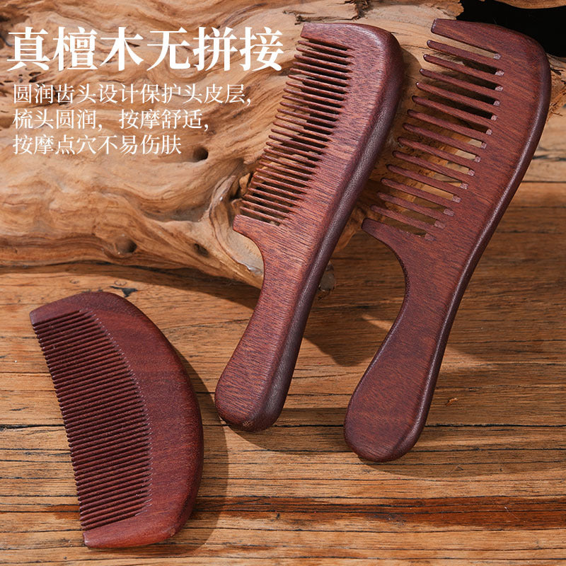 Wholesale Red Sandalwood Comb, Wide-Tooth Smooth Hair Comb, Fine-Tooth Holiday Gift, Antique Style Wooden Comb, Custom Logo - image 3