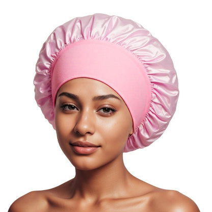 Amazon Women's Wide-Brimmed High-Elastic Hat Satin Nightcap Hairdressing Shower Cap High-End Material Satin Hair Care Cap - image 4