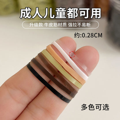 Disposable Small Rubber Band Hair Tie Black Leather Case High Elasticity Durable Leather Ring Does Not Hurt Hair Kidsren's Hair Rope Headwear - image 3