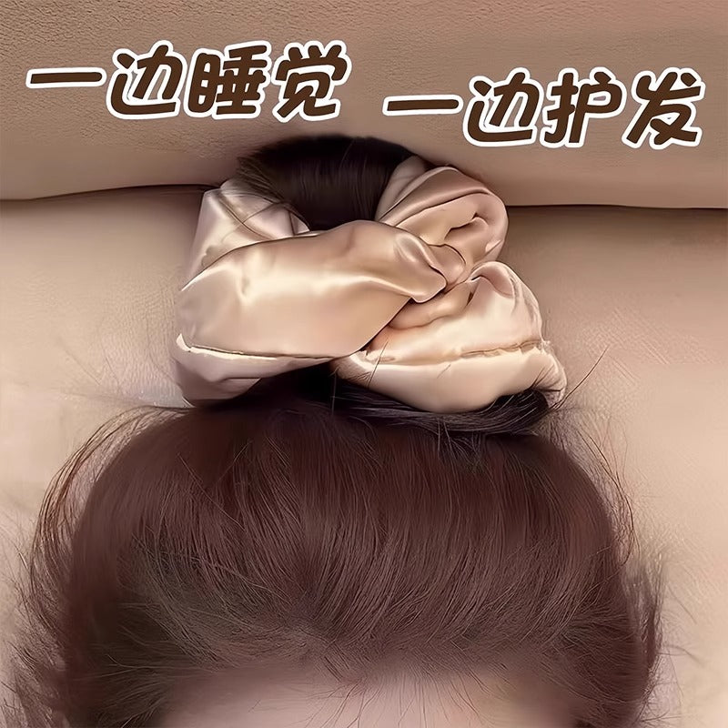 Liu Yifei's Same Style Satin Pillow Hair Tie, Silk Sleep Headband, Girl's Bun Hair Accessory, Hair Rope, Rubber Band - image 1