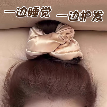 Liu Yifei's Same Style Satin Pillow Hair Tie, Silk Sleep Headband, Girl's Bun Hair Accessory, Hair Rope, Rubber Band - image 1