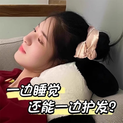 Liu Yifei's Same Style Satin Pillow Hair Tie, Silk Sleep Headband, Girl's Bun Hair Accessory, Hair Rope, Rubber Band - image 3