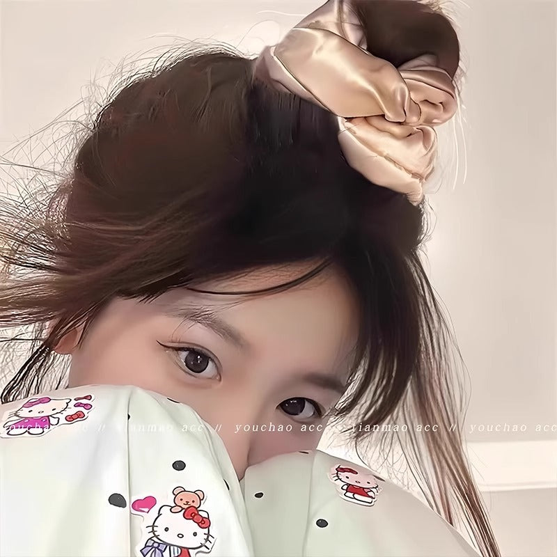 Liu Yifei's Same Style Satin Pillow Hair Tie, Silk Sleep Headband, Girl's Bun Hair Accessory, Hair Rope, Rubber Band - image 4