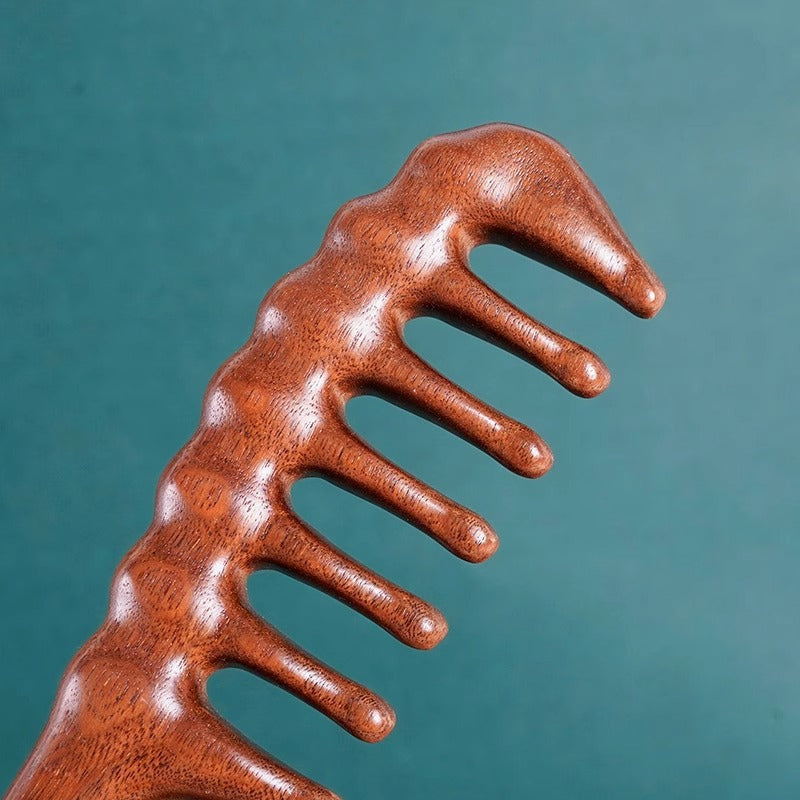 Wooden Comb Golden Sandalwood Large-Tooth Natural Curly Hair Comb Wide-Tooth Anti-Static Women's Hair Smoothing Home Massage Comb - image 4