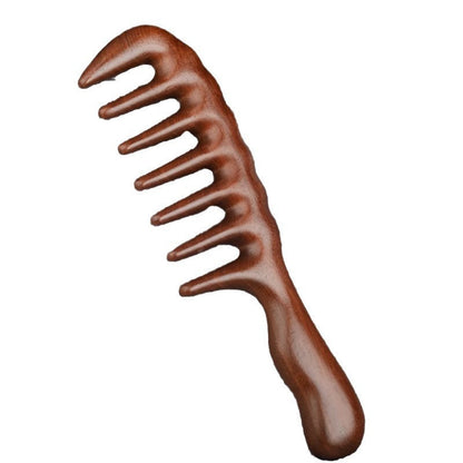 Wooden Comb Golden Sandalwood Large-Tooth Natural Curly Hair Comb Wide-Tooth Anti-Static Women's Hair Smoothing Home Massage Comb - image 5