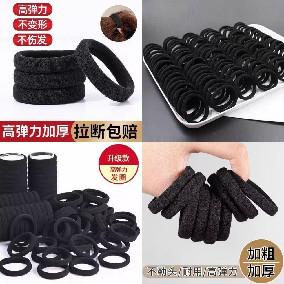 Black Internet Celebrity Hair Tie for Women, High Elastic Hair Tie for Adults, Durable Rubber Band, Hot Selling Thick Ponytail Hair Tie - image 1