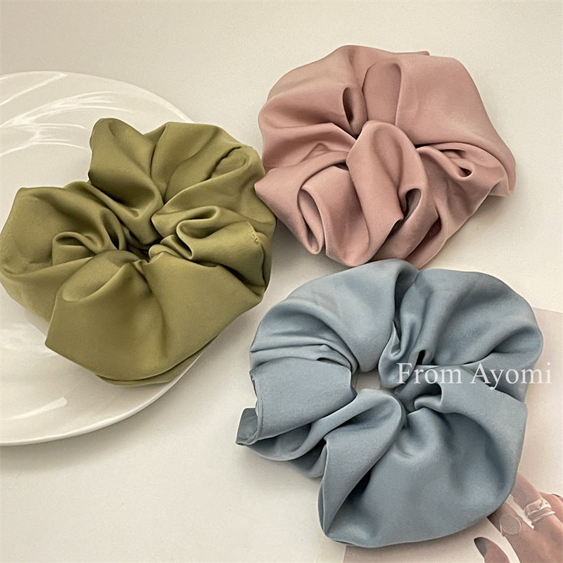 Korean Style Women's High-End Double-Sided Satin Pig Intestine Hair Band, Fashionable French Silk Headband, Hair Rope, Rubber Band Hair Accessories - image 1