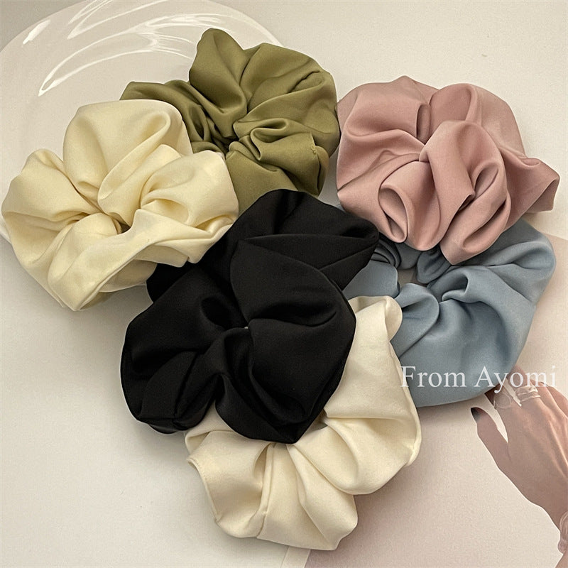 Korean Style Women's High-End Double-Sided Satin Pig Intestine Hair Band, Fashionable French Silk Headband, Hair Rope, Rubber Band Hair Accessories - image 2