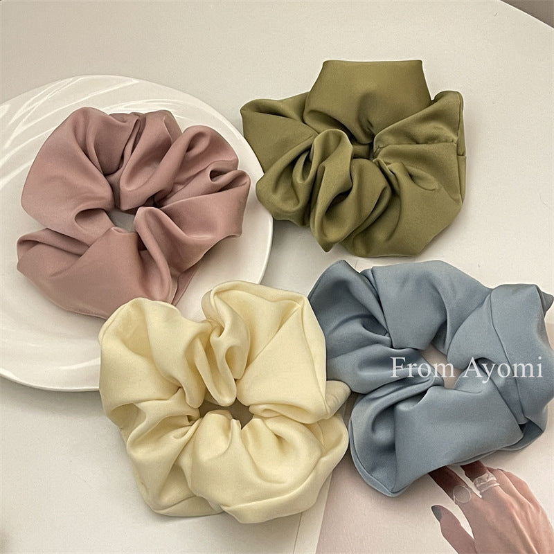 Korean Style Women's High-End Double-Sided Satin Pig Intestine Hair Band, Fashionable French Silk Headband, Hair Rope, Rubber Band Hair Accessories - image 4