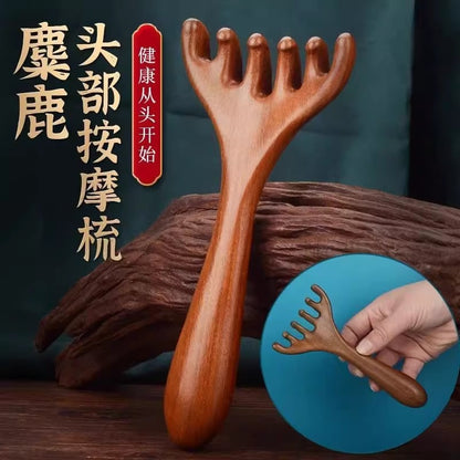 Deer Antler Six-Claw Head Massager, Head Therapy Comb, Massage Claw Scraping, Meridian Comb, Acupuncture Point Scratching, Scalp Scratching and Head Pressing Ar - image 4