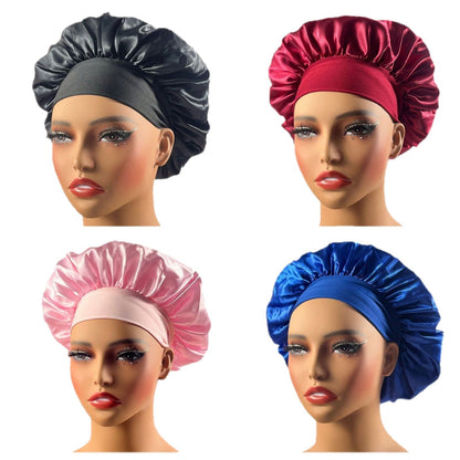 European and American Cross-Border Wide-Brimmed High-Elastic Satin Sleep Cap, Fashionable Beauty Satin Sleep Cap for Women, Silk Satin Hair Care Cap Headscarf - image 5