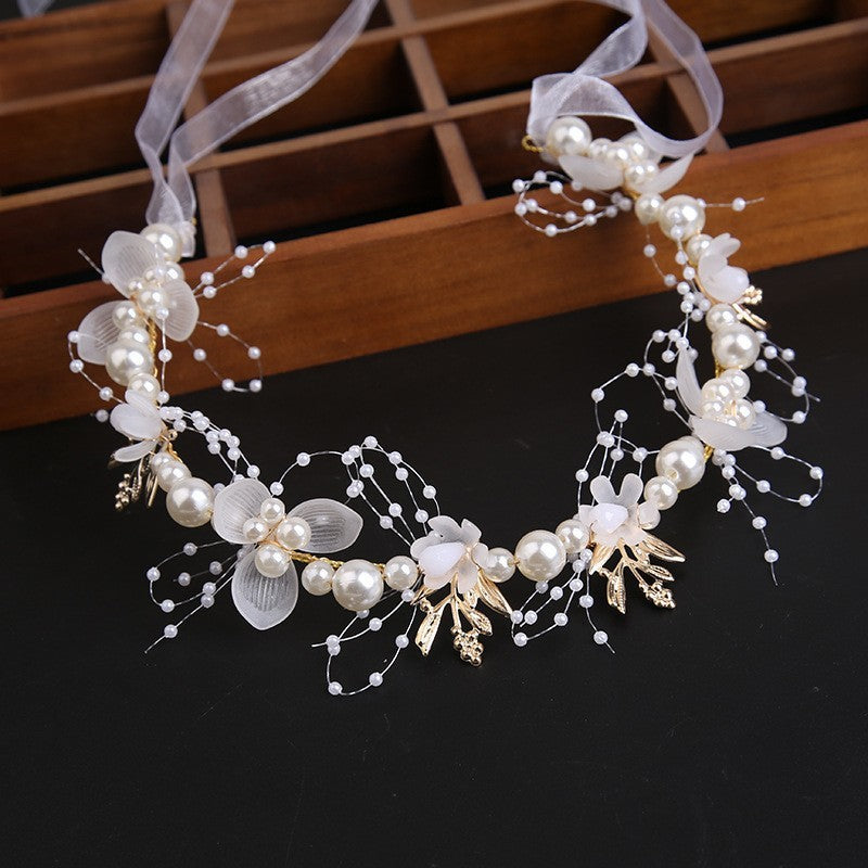 Flower Wreath Headband for Children, Little Girl's Fairy-Style Pearl Flower Hairband, Fairy Girl Headband Hair Accessory - image 1