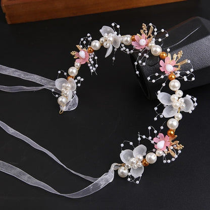 Flower Wreath Headband for Children, Little Girl's Fairy-Style Pearl Flower Hairband, Fairy Girl Headband Hair Accessory - image 2