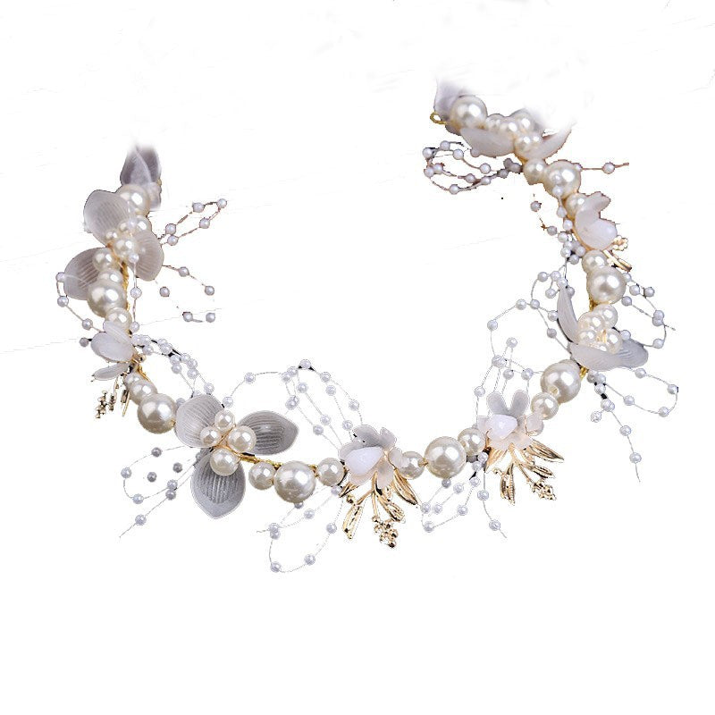 Flower Wreath Headband for Children, Little Girl's Fairy-Style Pearl Flower Hairband, Fairy Girl Headband Hair Accessory - image 5