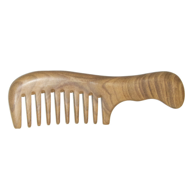 Green Sandalwood Wide-Tooth Curly Hair Comb for Women, Peach Wood Sandalwood Comb for Home Use, Massage, Sparse Teeth, Hair Loss, Long Hair Care - image 5