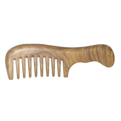 Green Sandalwood Wide-Tooth Curly Hair Comb for Women, Peach Wood Sandalwood Comb for Home Use, Massage, Sparse Teeth, Hair Loss, Long Hair Care - image 5