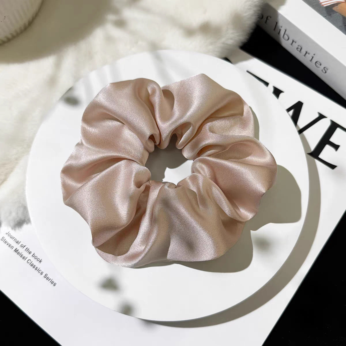19 Mumi Silk Scrunchie 6cm Does Not Hurt Hair, High-End Silk Headwear Korean Style 100 Silk Scrunchie - image 2