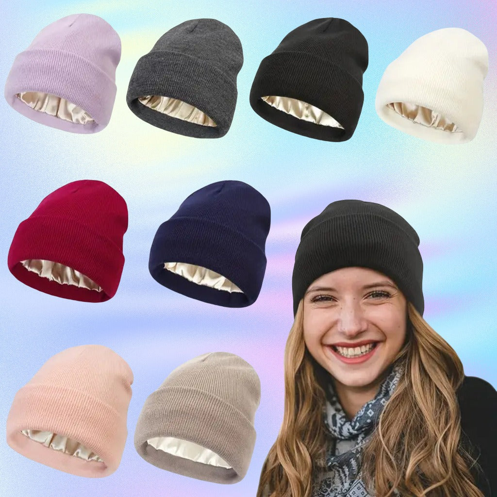 Cross-Border Men's and Women's Satin Yarn Hats, Windproof Hats, Hair Protection Knit Hats, Cold Weather Hats, Satin Yarn Hats - image 1