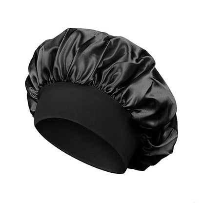 Cross-Border Women's Wide-Brimmed High-Elastic Hat Satin Nightcap Hairdressing Shower Cap High-End Material Satin Hair Care Cap - image 2