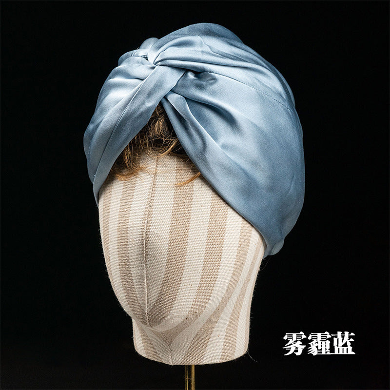 19mm Cross Hair Cap Double-Layer Silk Sleep Cap Postpartum Cap Shower Cap Women's 100% Mulberry Silk Sleep Cap Hair Hat - image 4