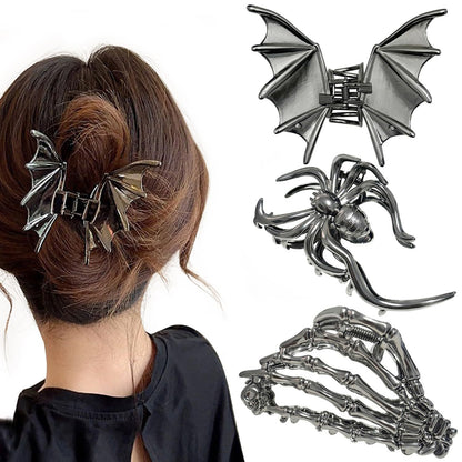 Cross-Border Halloween Hairpin Bat Claw Clip Minimalist Hair Accessory Bat Hairpin Bun Back of the Head Shark Clip - image 2