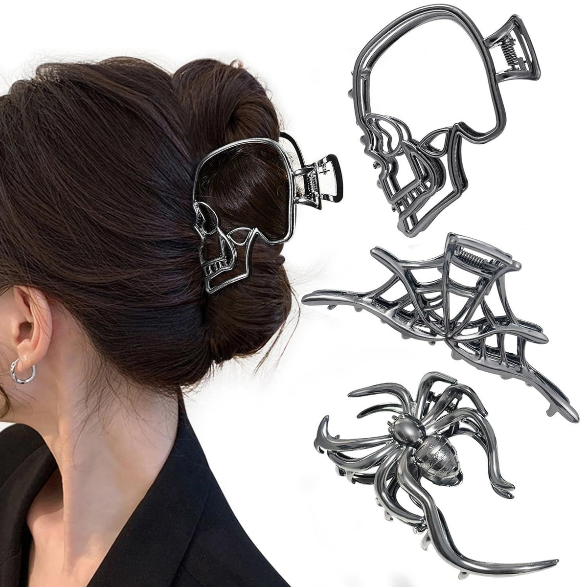 Cross-Border Halloween Hairpin Bat Claw Clip Minimalist Hair Accessory Bat Hairpin Bun Back of the Head Shark Clip - image 3