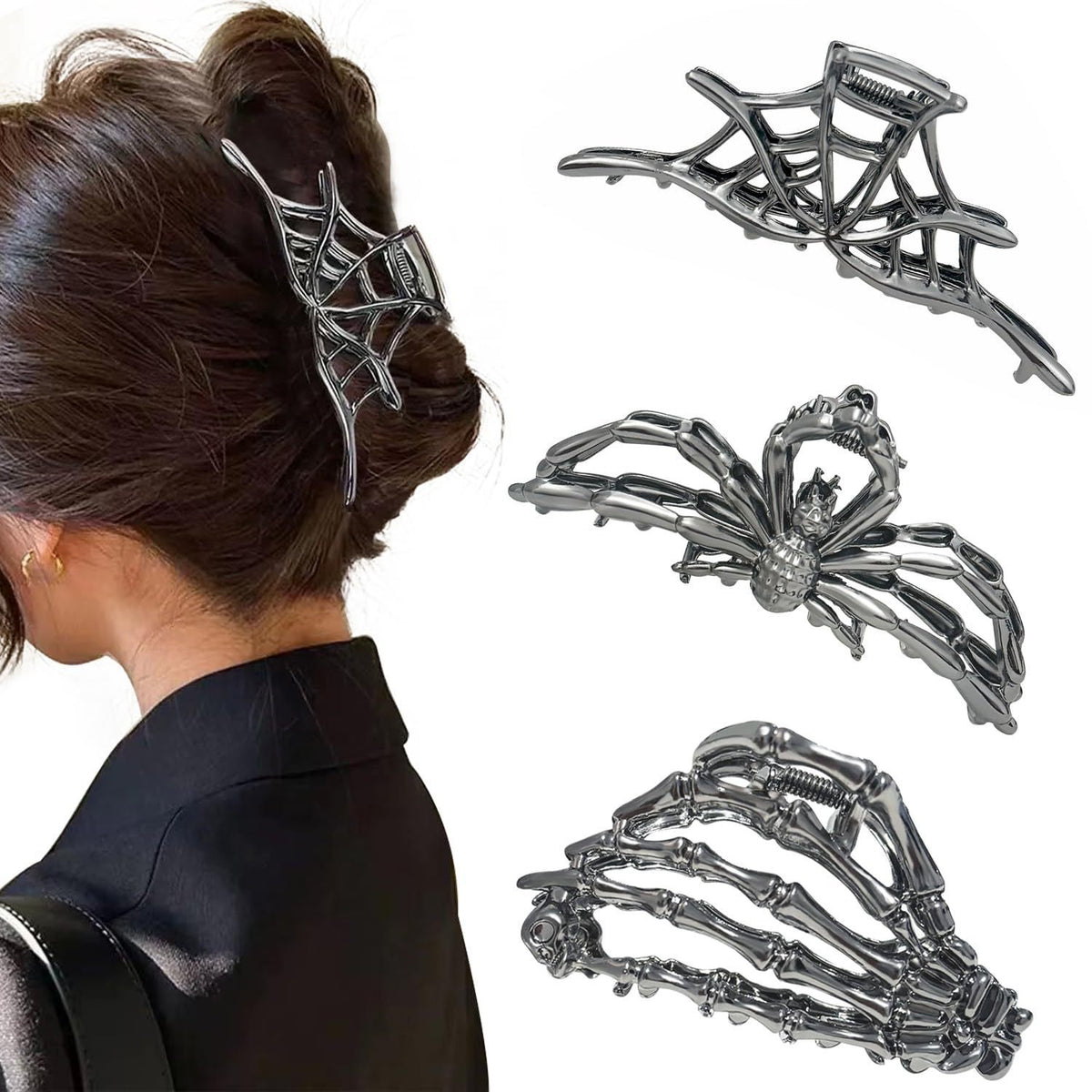 Cross-Border Halloween Hairpin Bat Claw Clip Minimalist Hair Accessory Bat Hairpin Bun Back of the Head Shark Clip - image 4
