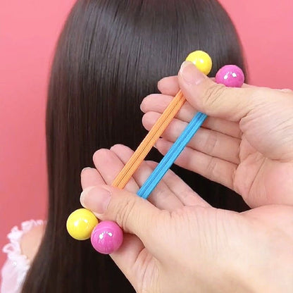 Korean Style Girls' Candy-Colored High-Quality Long Rubber Band Hair Band Round Ball Princess Style Ponytail Does Not Hurt the Hair Colorful New Style - image 3