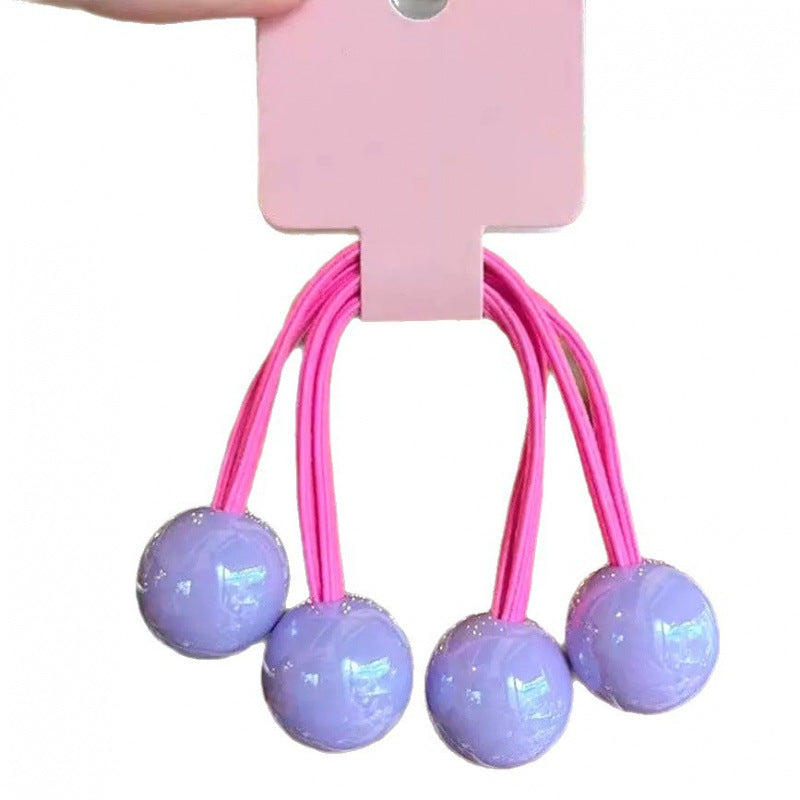 Korean Style Girls' Candy-Colored High-Quality Long Rubber Band Hair Band Round Ball Princess Style Ponytail Does Not Hurt the Hair Colorful New Style - image 5