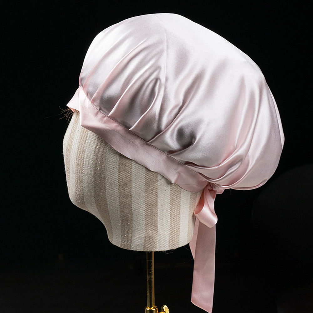 Silk Sleep Cap with Ribbon, 19 Momme, 100% Mulberry Silk Sleep Cap, Discount Cap, Postpartum Cap, Bath Cap, Silk Hair Cap - image 2