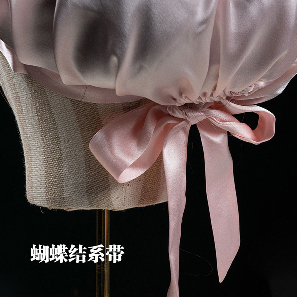 Silk Sleep Cap with Ribbon, 19 Momme, 100% Mulberry Silk Sleep Cap, Discount Cap, Postpartum Cap, Bath Cap, Silk Hair Cap - image 3