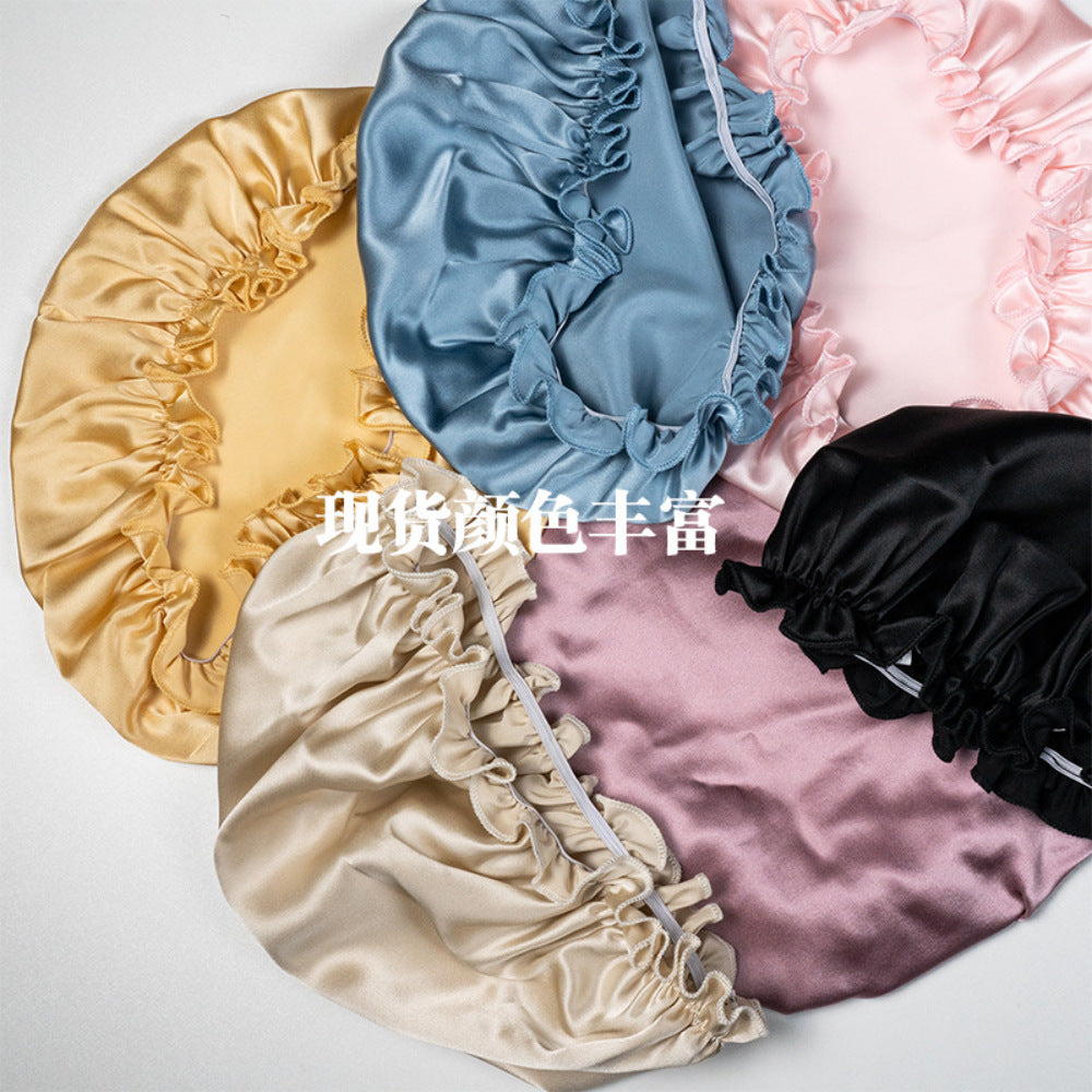19 Mumi Silk Nightcap 100% Mulberry Silk Shower Cap Women's Home Hair Cap Hair Care Silk Lace Nightcap - image 3