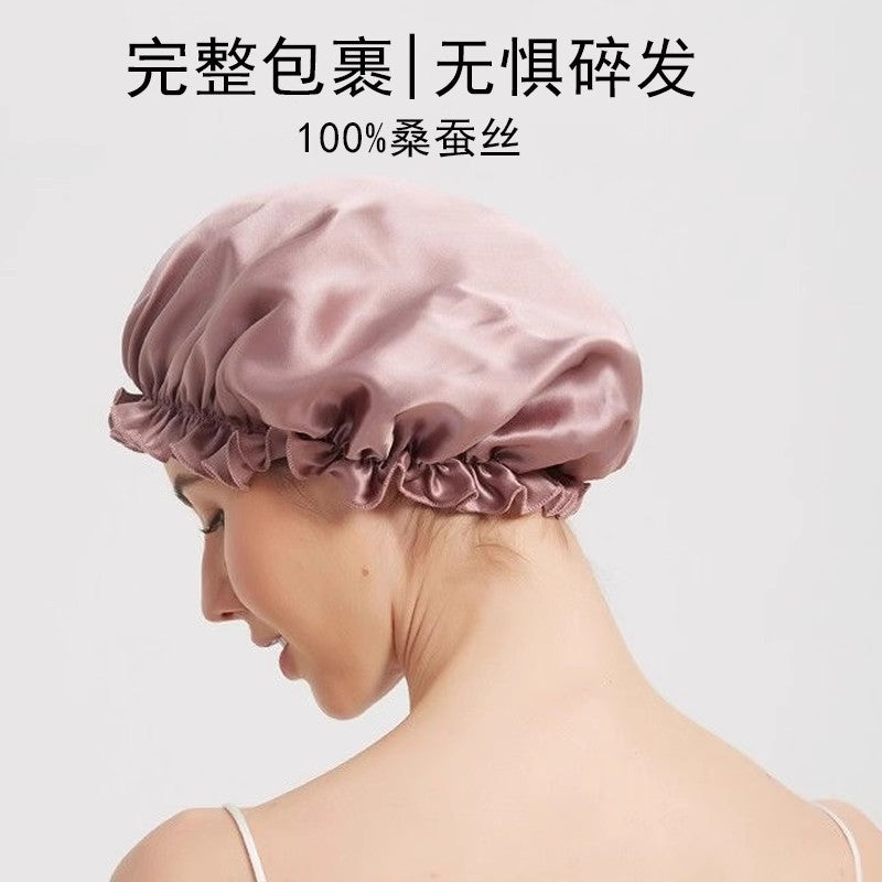 19 Mumi Silk Nightcap 100% Mulberry Silk Shower Cap Women's Home Hair Cap Hair Care Silk Lace Nightcap - image 4