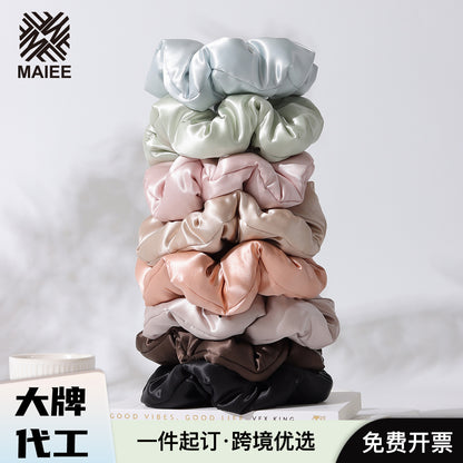 In-Stock Wholesale 7cm Silk Hair Ties, Thickened Silk-Filled Hair Ties with Cotton, 22 Momme Mulberry Silk - image 1