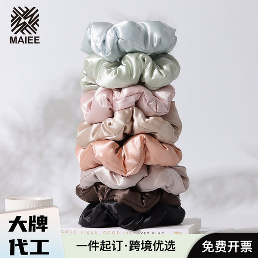 In-Stock Wholesale 7cm Silk Hair Ties, Thickened Silk-Filled Hair Ties with Cotton, 22 Momme Mulberry Silk - image 1