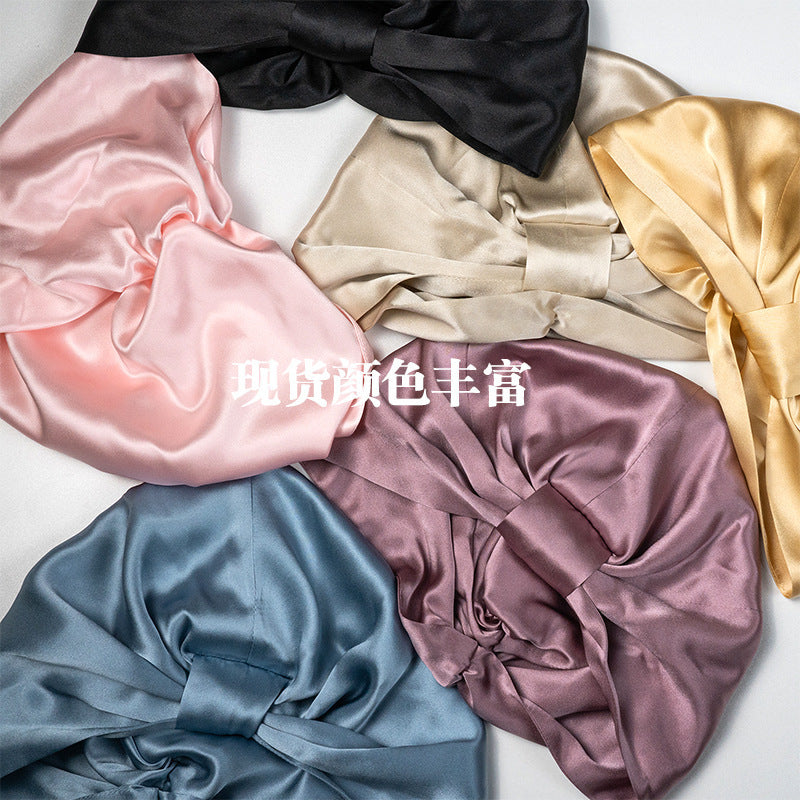 Cross-Border 19mm Silk Nightcap Double-Layer 100 Mulberry Silk Hat Hair Care Shower Cap Hair Cap Silk Square Nightcap - image 2