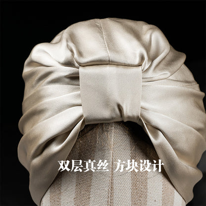 Cross-Border 19mm Silk Nightcap Double-Layer 100 Mulberry Silk Hat Hair Care Shower Cap Hair Cap Silk Square Nightcap - image 3