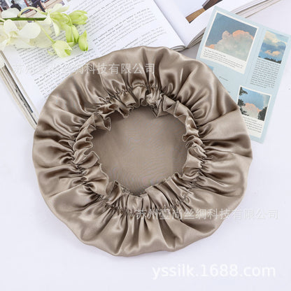 Silk Sleep Cap Mulberry Silk Hair Care Cap Silk Cap Sleep Cap Home Cap Japanese Bath Cap Cross-Border Amazon Exclusive - image 3