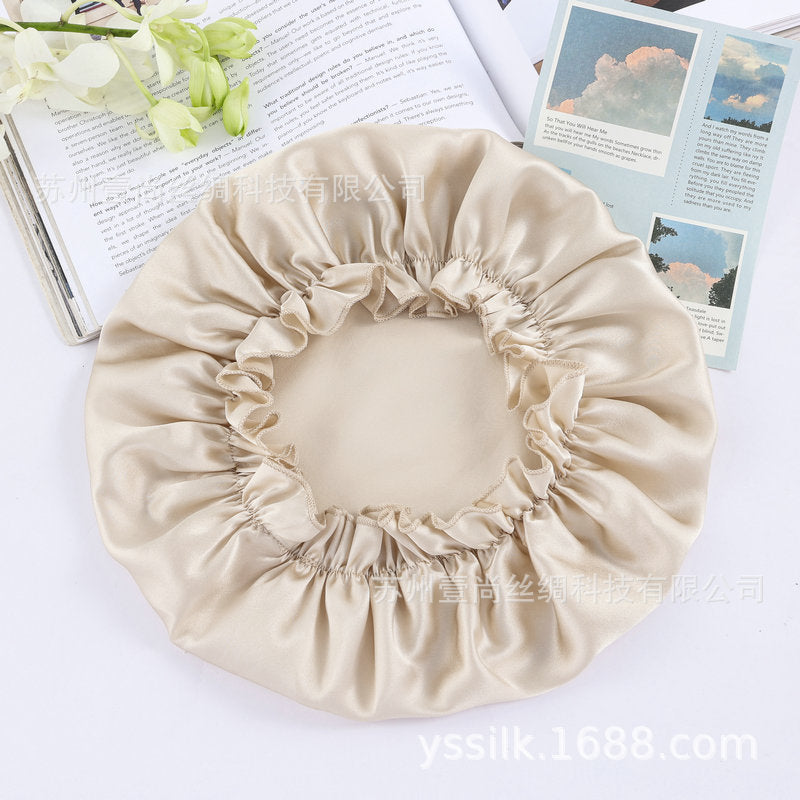 Silk Sleep Cap Mulberry Silk Hair Care Cap Silk Cap Sleep Cap Home Cap Japanese Bath Cap Cross-Border Amazon Exclusive - image 4