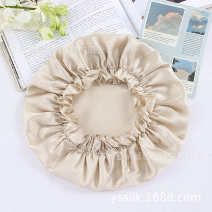 Silk Sleep Cap Mulberry Silk Hair Care Cap Silk Cap Sleep Cap Home Cap Japanese Bath Cap Cross-Border Amazon Exclusive - image 4